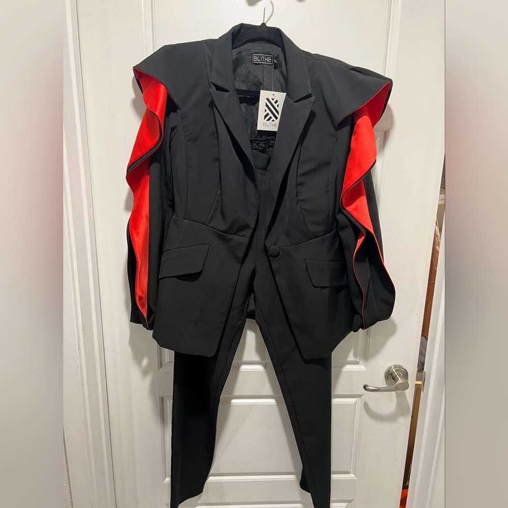 Black red suit